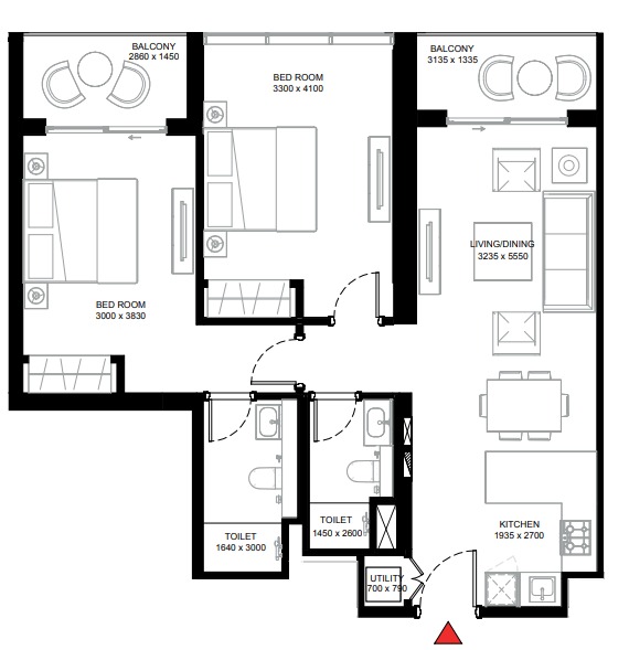 creek vistas grande 2BR type C  floor plan